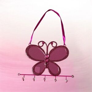 ⚪️Little girl pink butterfly jeweled jewelry holder, one size, preowned⚪️